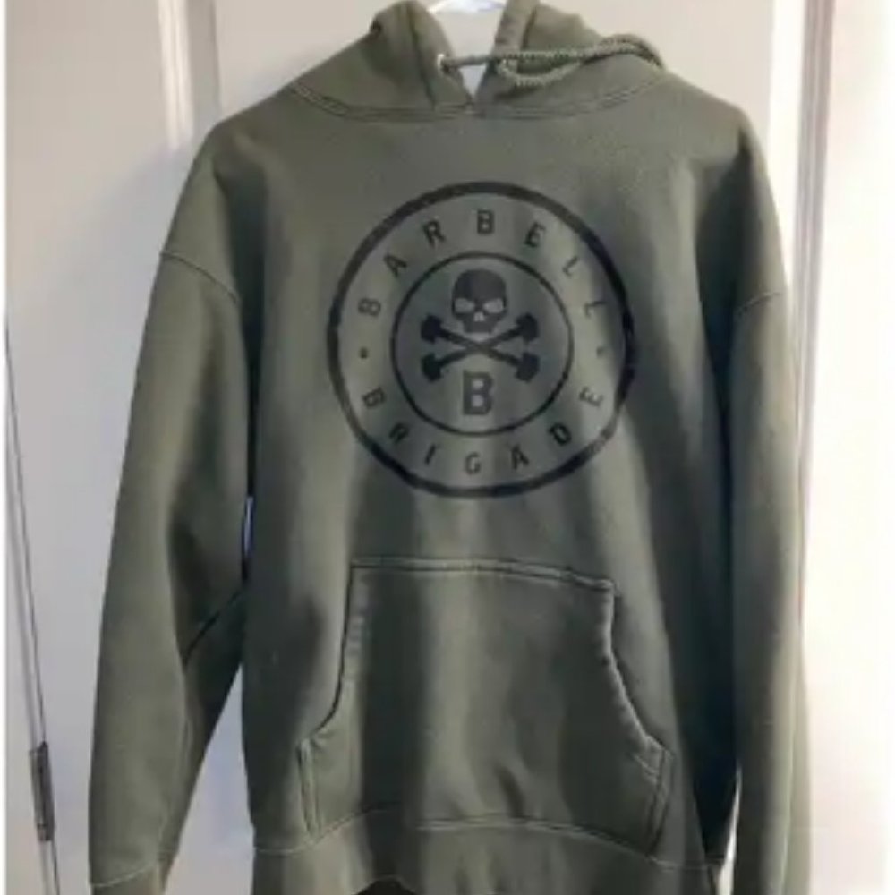 Barbell Brigade Hoodie Sweatshirt in Olive Green